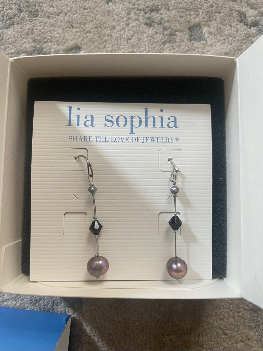 Lia Sophia Iridescent Purple and Black Drop Earrings